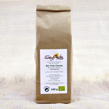 Tulsi (indiškasis bazilikas) milteliai, ekologiški, Seyfried, 100g Tulsi (indiškasis bazilikas) milteliai, ekologiški, Seyfried, 100g