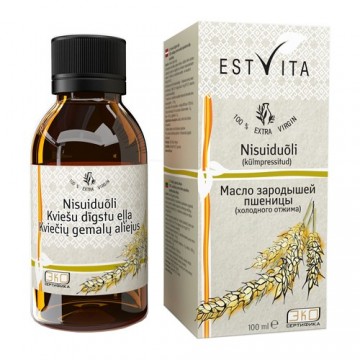 Kviečių gemalų aliejus, pirmojo šalto spaudimo, nerafinuotas, Estvita, 100ml Kviečių gemalų aliejus, pirmojo šalto spaudimo, nerafinuotas, Estvita, 100ml
