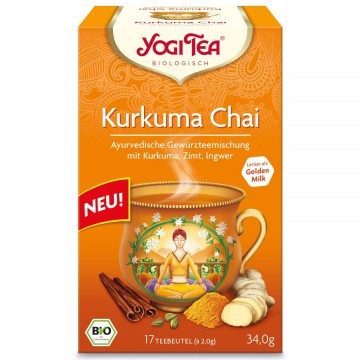 Prieskoninė arbata su ciberžole "Curcuma Chai", Yogi Tea, 17 pakelių Prieskoninė arbata su ciberžole "Curcuma Chai", Yogi Tea, 17 pakelių