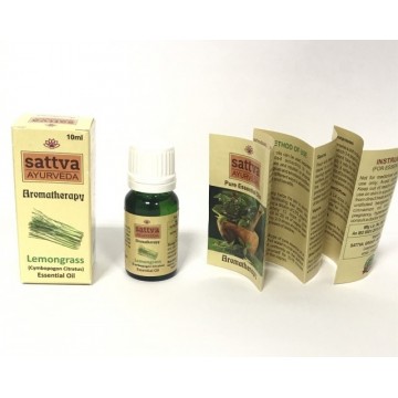 Citrinžolių eterinis aliejus LEMONGRASS, Sattva Ayurveda, 10ml Citrinžolių eterinis aliejus LEMONGRASS, Sattva Ayurveda, 10ml