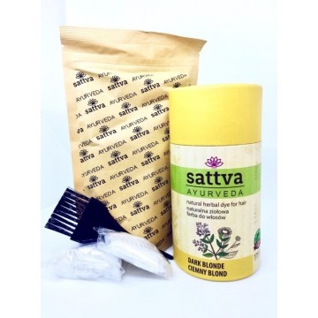 Augaliniai tamsiai šviesių plaukų dažai plaukams DARK BLONDE, Sattva Ayurveda, 150g Augaliniai tamsiai šviesių plaukų dažai plaukams DARK BLONDE, Sattva Ayurveda, 150g