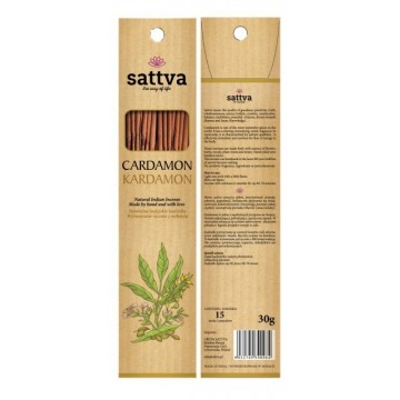 Kardamono kvapo smilkalų lazdelės CARDAMON, Sattva Ayurveda, 15 vnt. Kardamono kvapo smilkalų lazdelės CARDAMON, Sattva Ayurveda, 15 vnt.