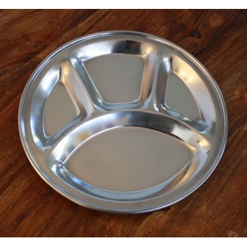 Didelė Thali lėkštė, padalinta į dalis, plieninė, 31,5 cm skersmens Didelė Thali lėkštė, padalinta į dalis, plieninė, 31,5 cm skersmens