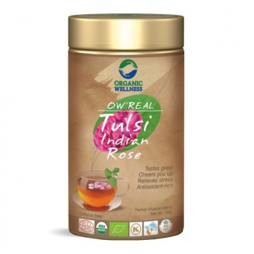 Lapų arbata Tulsi Indian Rose, biri, ekologiška, OW'REAL, 100g Lapų arbata Tulsi Indian Rose, biri, ekologiška, OW'REAL, 100g