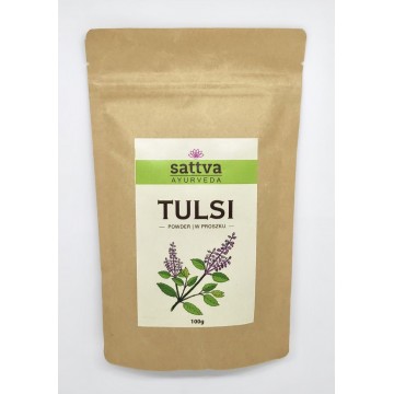 Tulsi (indiškasis bazilikas) milteliai, Sattva Ayurveda, 100g Tulsi (indiškasis bazilikas) milteliai, Sattva Ayurveda, 100g