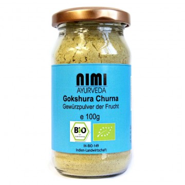 Gokshura (gokšura, gulsčiosios ragužės) žolelių milteliai, ekologiški, Nimi Ayurveda, 100g Gokshura (gokšura, gulsčiosios ragužės) žolelių milteliai, ekologiški, Nimi Ayurveda, 100g