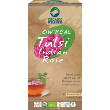 Lapų arbata Tulsi Indian Rose, ekologiška, OW'REAL, 25 pakeliai Lapų arbata Tulsi Indian Rose, ekologiška, OW'REAL, 25 pakeliai