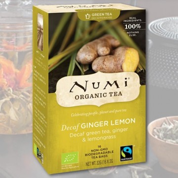Žalioji arbata be kofeino "Imbieras-Citrina" Numi Tea, ekologiška, 18 pakelių Žalioji arbata be kofeino "Imbieras-Citrina" Numi Tea, ekologiška, 18 pakelių