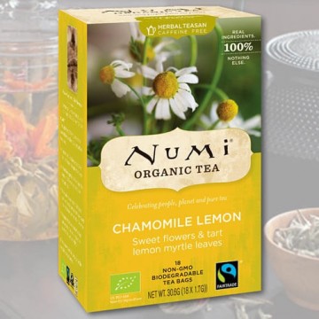 Ramūnėlių arbata su citrina Numi Tea, ekologiška, 18 pakelių Ramūnėlių arbata su citrina Numi Tea, ekologiška, 18 pakelių
