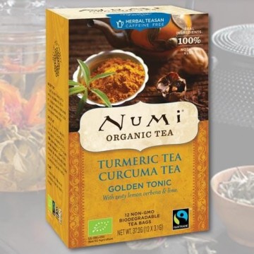 Ciberžolės arbata "Auksinis tonikas" (Golden tonic), Numi Tea, ekologiška, 12 pakelių Ciberžolės arbata "Auksinis tonikas" (Golden tonic), Numi Tea, ekologiška, 12 pakelių